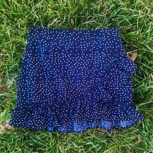 Polka Dot Ruffle Hem Mini Skirt